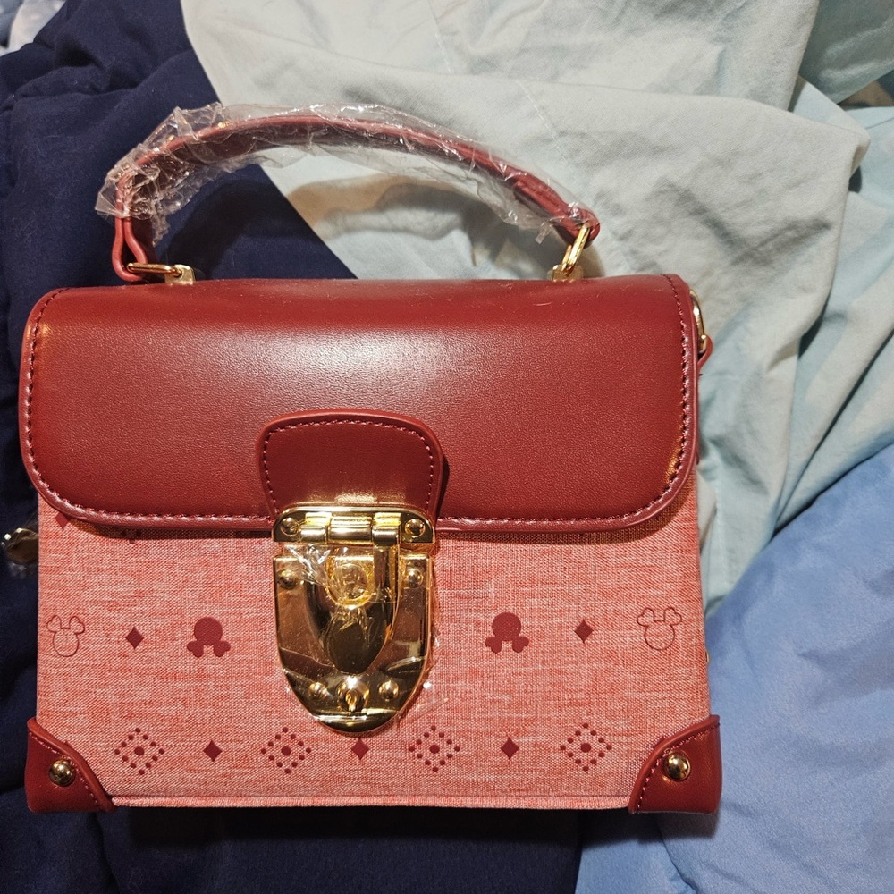 Elegant Red Mini Bag with Gold Accents